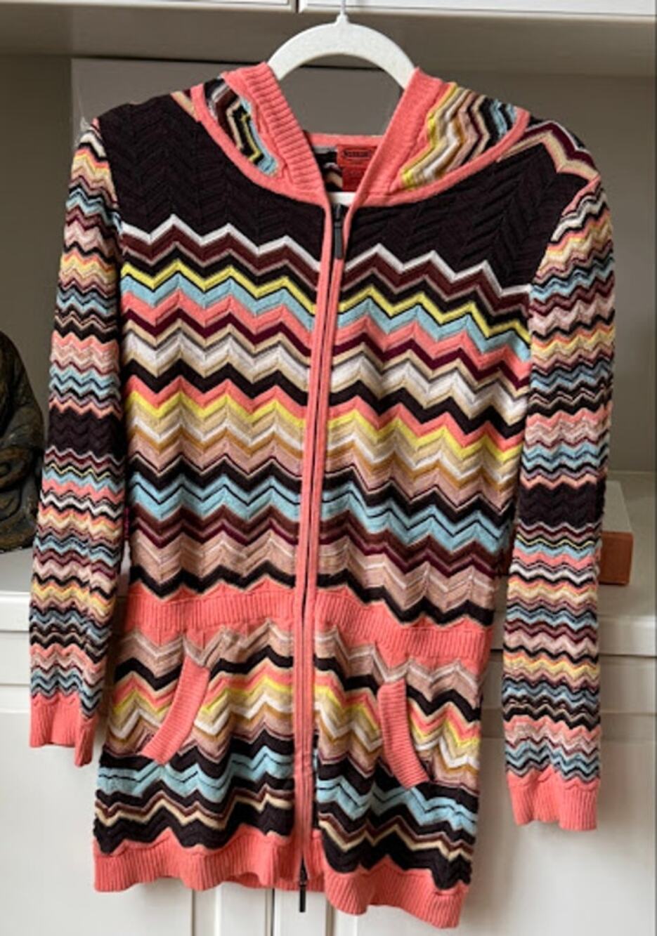 Missoni for Target Zig-Zag Chevron Knit Hooded Longline Cardigan Size XL